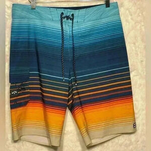 Billabong Mens Skater Activewear Shorts Striped Pocket Lace Up Velcrow